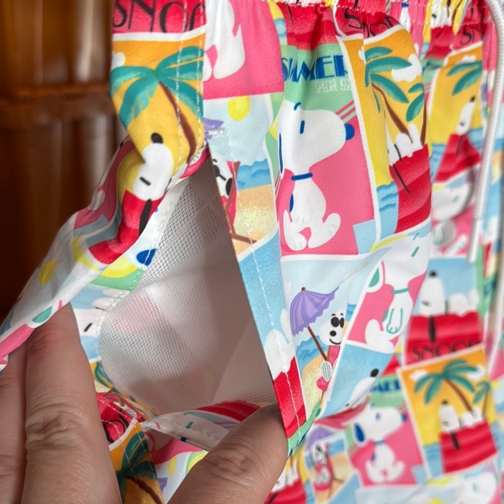 Zara x Peanuts Snoopy Swim Trunks Shorts Multicolor Summer Print Size Large - Picture 5 of 11